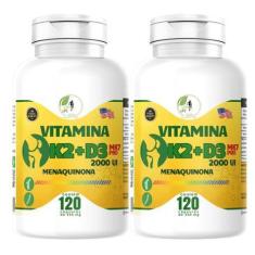 Imagem de KIT C/2 Un. Suplemento K2 + D3 Menaquinona MK7 Pro 2000 Ui 120 Cápsula