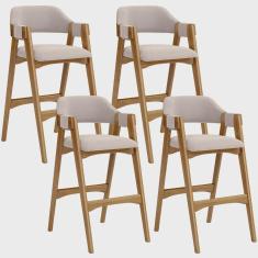 Imagem de Kit 04 Banquetas Altas Para Cozinha Sala de Jantar Bar Suran L02 Suede Bege - Lyam Decor