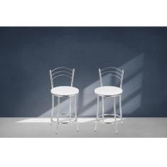 Imagem de Kit 2 Banquetas Baixas Com Encosto Treparoni Branco