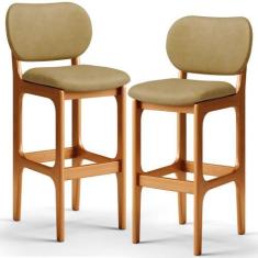 Imagem de Kit 02 Banquetas Alta Para Cozinha Madeira Fixa Betta L02 Imbuia mater