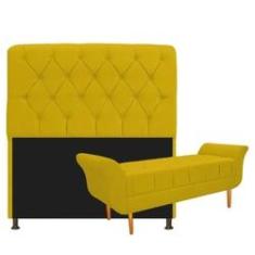 Imagem de Kit Cabeceira Lady e Recamier Ari 195 cm King Size Corano  - Doce Sonho Móveis