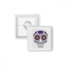 Imagem de Teclado mecânico com ilustração de caveira olhos roxos formato de flor teclado mecânico PBT kit de atualização para jogos