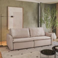 Imagem de Sofá Cama Retrátil e Reclinável 4 Lugares 225cm em Suede com Molas Greta Yescasa