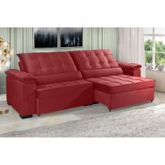 Imagem de Sofá Retrátil e Reclinável RENEW 2.90m ESTILO ESTOFADOS - França Velusoft Cor "Vermelho"