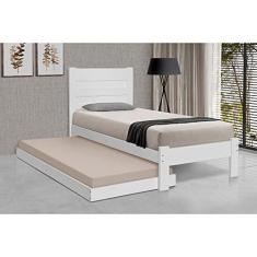 Imagem de Cama Solteiro Lara Com Auxiliar Em Madeira Maciça - Branca