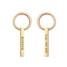 Imagem de MEMOPAW Etiquetas de identificação de cães personalizadas quatro lados gravadas profundas coleira para gato e cachorro pingente barra forma latão pequeno