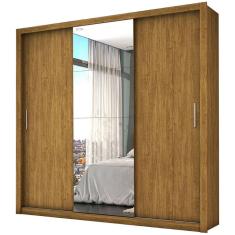 Imagem de Guarda Roupa Berlim com Espelho Casal 3 Portas 4 Gavetas Cor Cinamomo