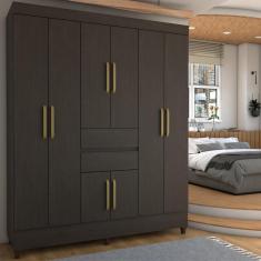 Imagem de Guarda-Roupa Solteiro Leal 8 Portas 2 Gavetas ébano - Panorama Móveis