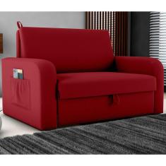 Imagem de Sofá Cama Com Baú 2 Lugares Raheny Veludo Maserati Vermelho
