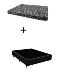 Imagem de Cama Box Casal 138 Bello Box - Tecido Sintético Preto Com Colchão New