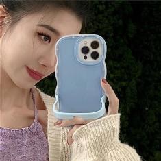 Imagem de Capa de telefone com suporte invisível de cor doce fofa para iPhone 14 13 11 Pro Max 11 14 Pro Fashion Borda ondulada Capa macia de silicone, T4, para iPhone 13