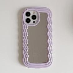 Imagem de Capa de telefone com espelho invisível para iPhone 14 14Pro Max 13 12 Pro 11 XS XR Luxo 3D Ondulado Capa traseira de silicone macio, lavanda, para iphone 11ProMax