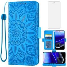 Imagem de Asuwish Capa de telefone para Moto G Stylus 2022 4G carteira celular com protetor de tela cordão alça de pulso mandala flor zíper suporte para cartão Motorola GStylus XT2211DL XT2211 mulheres meninas