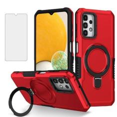 Imagem de Dibosom Capa de telefone para Samsung Galaxy A33 5G com protetor de tela de vidro temperado, anel de metal resistente, suporte de TPU (poliuretano termoplástico), acessórios finos e finos, proteção