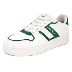 Imagem de Nautica Tênis feminino moderno casual com plataforma de cano baixo, design grosso com cadarço para caminhadas e tênis, Madeira verde branca, 35