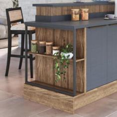 Imagem de Balcão Prateleira 80cm Cozinha Viena Freijó/grafite