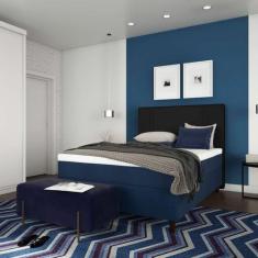 Imagem de Colchão Casal Mola Ensacada Mornings Macio (25x138x188) Azul e Branco