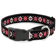 Imagem de Buckle-Down Coleira para cães martingale - BD Argyle preto/vermelho/cinza - 1.