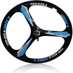 Imagem de Conjunto de rodas de bicicleta dianteira de impulsor de 26 polegadas, conjunto de rodas traseiras integradas de mountain bike de 3 raios, conjunto de rodas de liga de magnésio com freio a di