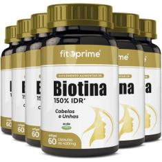 Imagem de Kit 6 Biotina 150% Cabelos E Unhas Firmeza & Crescimento - Fitoprime