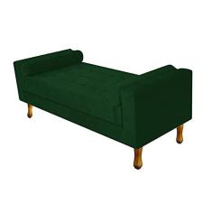 Imagem de Recamier Divã Felix Baú 140 cm Estofado Luiz XV Sofá 2 Lugares Suede Verde Para Sala de Estar Consultório Quarto Recepção Escritório - AM Decor