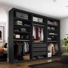 Imagem de Guarda-Roupa Closet Monreale 100 % MDF 3 GV Preto 237 cm