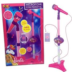 Imagem de Microfone da Barbie Infantil com Pedestal e Acessórios Fun