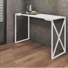 Imagem de Mesa De Escritório Computador 90cm Bex Industrial Ferro Branco mdf Off White - Ahz Móveis