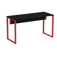 Imagem de Mesa Escritório P25 Tub Pandin 150 cm (larg) Tampo Mdp Preto Pé Aço Tubular Vermelho