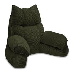 Imagem de Travesseiro de costas para sentar na cama, travesseiro de leitura com espuma viscoelástica desfiada para encosto de crianças adultas, travesseiro de costas com braços para assistir
