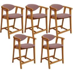 Imagem de Kit 05 Banquetas Baixa Para Cozinha Sala Jantar Bancada Cecília L02 Su