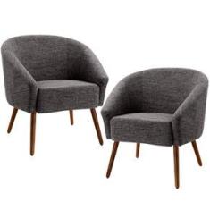 Imagem de Kit 02 Poltronas Decorativas Sala de Estar Pés Palito Alicia Rústico 