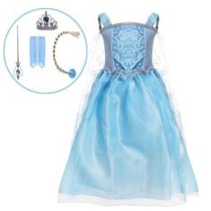Imagem de Fantasia Vestido Frozen Elsa Infantil Com Capa E Acessórios - Sonhofan