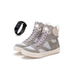 Imagem de Tenis Sneaker Feminino Botinha Treino Academia Cano Alto + Relógio - B