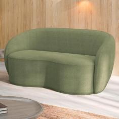 Imagem de Sofá Living Decorativo 160cm 2 Lugares Íbis Encosto Fixo Bouclê Verde G33 - Gran Belo