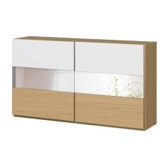 Imagem de Armário De Cozinha 2 Portas Com Vidro 1,20m Duplo Aéreo Módulo Clara Atacama/Off White Aramóveis