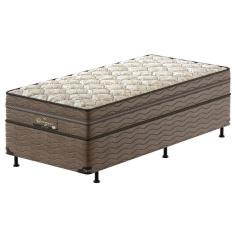Imagem de Cama Box Solteiro Probel Óregon com Euro Pillow e Molas Prolastic 62x88x188 cm - Bege/Marrom