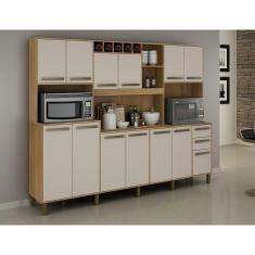 Imagem de Armario de Cozinha Agata 13 portas 2 gavetas Valde Moveis Cinamomo/Off White