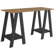 Imagem de Escrivaninha Mesa Escritorio Cavalete 2 Prateleiras Mell Preto B61 novam