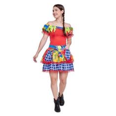 Imagem de Fantasia Vestido Junina Luxo Boneca Pink Adulto Feminino - Vendaval