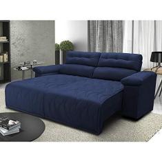 Imagem de Sofá 2,72m Retrátil e Reclinável com Molas Cama inBox Top Tecido Suede Velusoft Azul