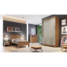 Imagem de Guarda Roupa Solteiro 2 Portas 6 Gavetas - Capri-Cumaru/Fendi - Móveis Novo Horizonte