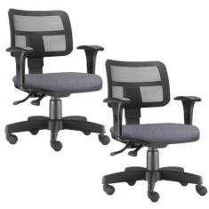 Imagem de Kit 02 Cadeiras Girat ria Zip L02 Executiva Ergon mica Escrit