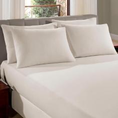 Imagem de Lençol King Com Elástico Liso Pérola em Malha 100% Algodão Premium Penteado