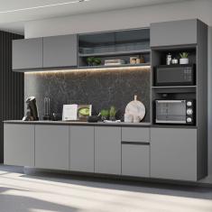 Imagem de Armário De Cozinha Completa Suspenso 300cm Cinza