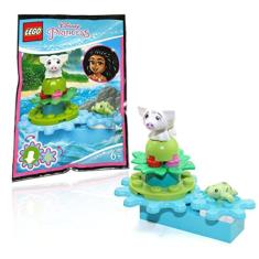 Imagem de LEGO Disney Princess Moana Minifigure - Dançando Pua O Porco e o Bebê Tartaruga no Pacote de Folha de Flor Giratória