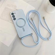 Imagem de Capa magnética de cordão crossbody para Samsung Galaxy S24 S23 S22 Plus Ultra S21 FE Proteção de câmera capa macia de TPU, azul Sierra, para Samsung S22Ultra