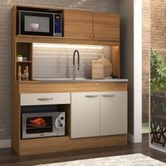 Imagem de Cozinha Compacta São Paulo 4 Portas 1 Gaveta Cinamomo/Off White - Pano