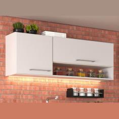 Imagem de Armário Aéreo Suspenso Multiuso Alana 120 cm Com 2 Portas 1 Prateleira Para Cozinha Branco