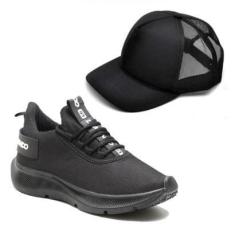 Imagem de Kit Tenis Esportivo Masculino com Cadarço Sola Borracha Confortavel e Carteira-Masculino